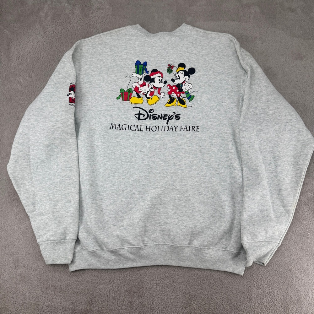 Vintage Disney Mens Sweatshirt XL Gray Preowned Mickey Holiday Faire 2000 72nd